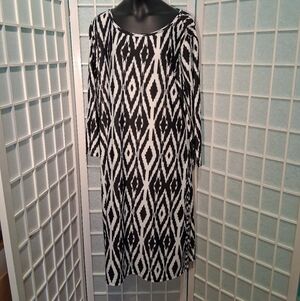 Ruby Rd. Black and White Geometric Dress 6424